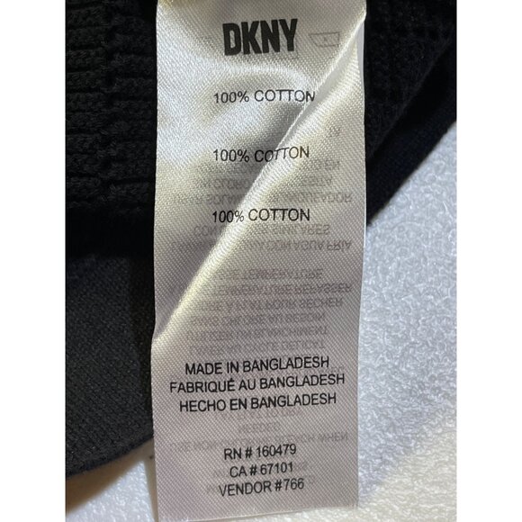 DKNY Mens  Size M Black Short-Sleeve Open-Knit Button-Up Shirt - Picture 11 of 11